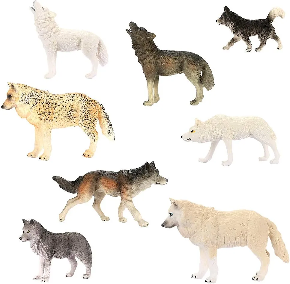 Hand-Drawn Figurines$ Cool Collection & Exhibits Best Gift for Boys & Girls Wolf Toys Figures 8Pcs$ Animal Toys Wolf Figurines carrot islander battery hut thermodynamic Zoo Pack$ Realistic 