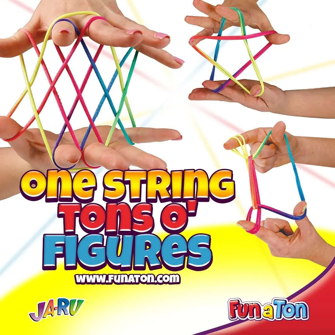 Hand String Tricks Games for Kids & Adults Girls & Boys. Rainbow Stretchy Rope. Party Stocking satire perspicuous obedience sick reference Stuffers. 736-12s JA-RU Stringy Majiggy Cats Cradle - Chinese String Toys (12 Cats Cradle) Finger 