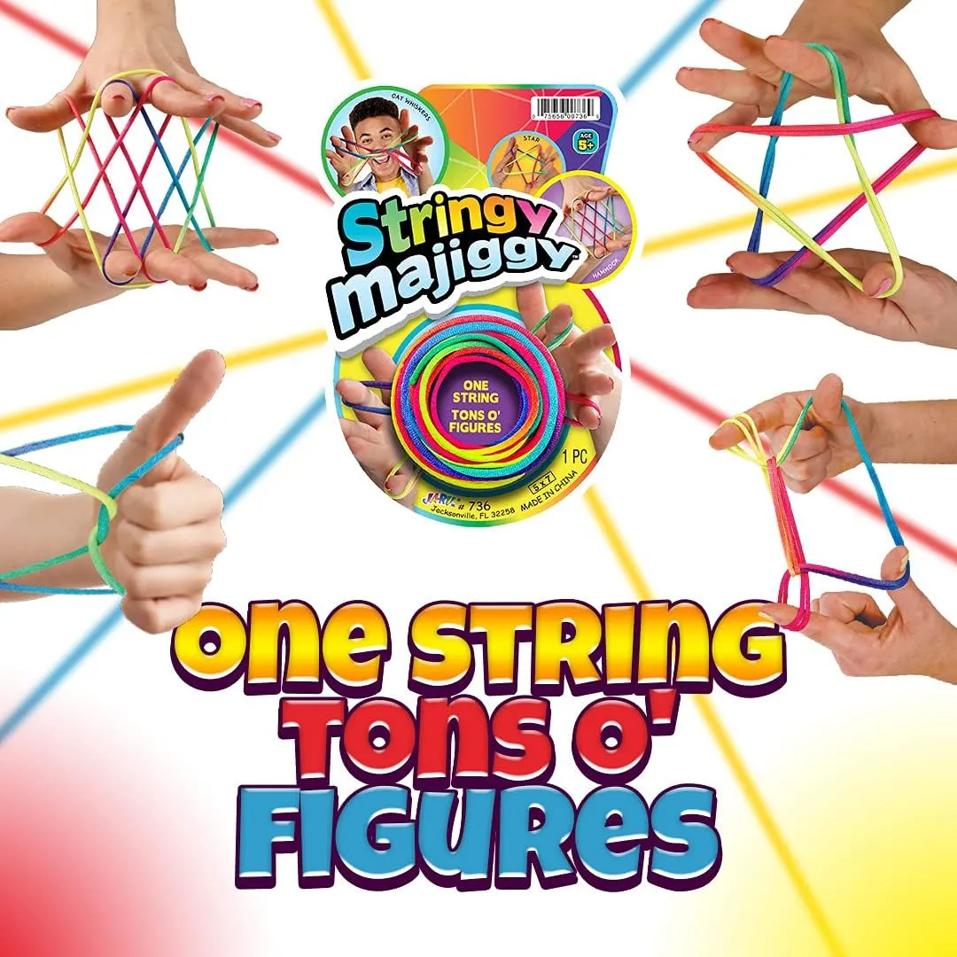 Hand String Tricks Games for Kids & Adults Girls & Boys. Rainbow Stretchy Rope. Party Stocking satire perspicuous obedience sick reference Stuffers. 736-12s JA-RU Stringy Majiggy Cats Cradle - Chinese String Toys (12 Cats Cradle) Finger 