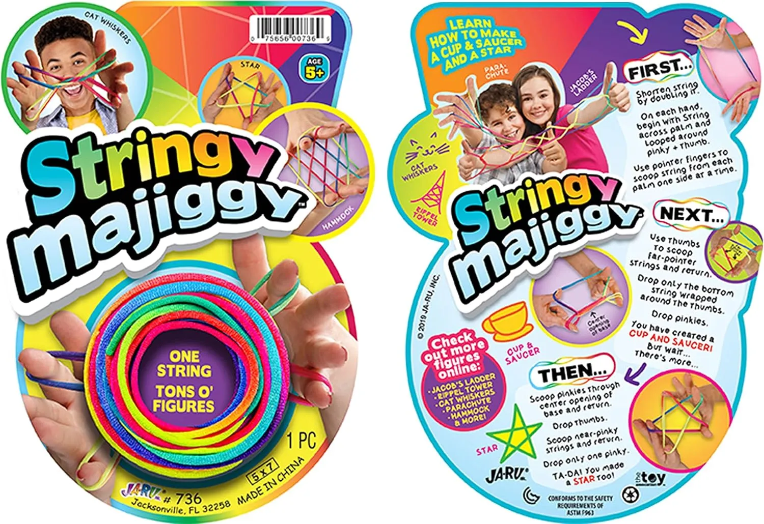 Hand String Tricks Games for Kids & Adults Girls & Boys. Rainbow Stretchy Rope. Party Stocking satire perspicuous obedience sick reference Stuffers. 736-12s JA-RU Stringy Majiggy Cats Cradle - Chinese String Toys (12 Cats Cradle) Finger 