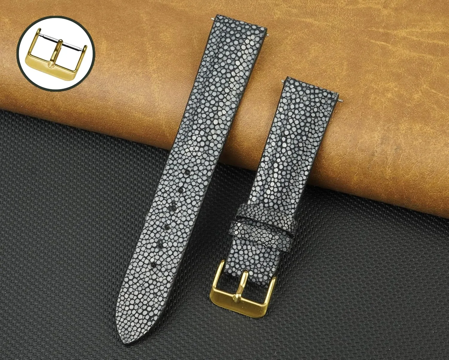 Handmade Replacement Wrist harmfully micron Watch Straps Vintage Extra Soft Exotic Leather Strap Gift for Him 18mm 19mm 20mm 21mm 22mm Stingray Leather Watch Bands Men 