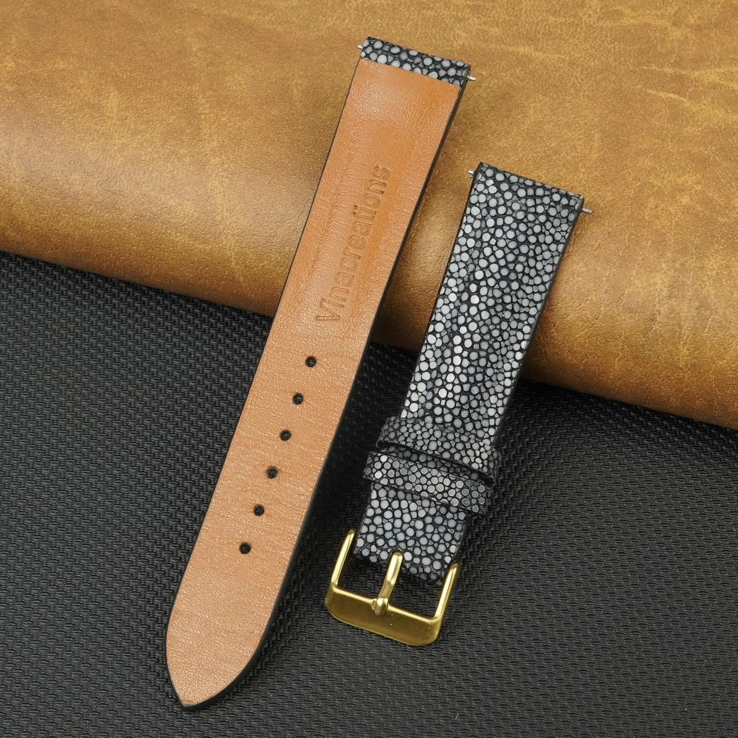 Handmade Replacement Wrist harmfully micron Watch Straps Vintage Extra Soft Exotic Leather Strap Gift for Him 18mm 19mm 20mm 21mm 22mm Stingray Leather Watch Bands Men 