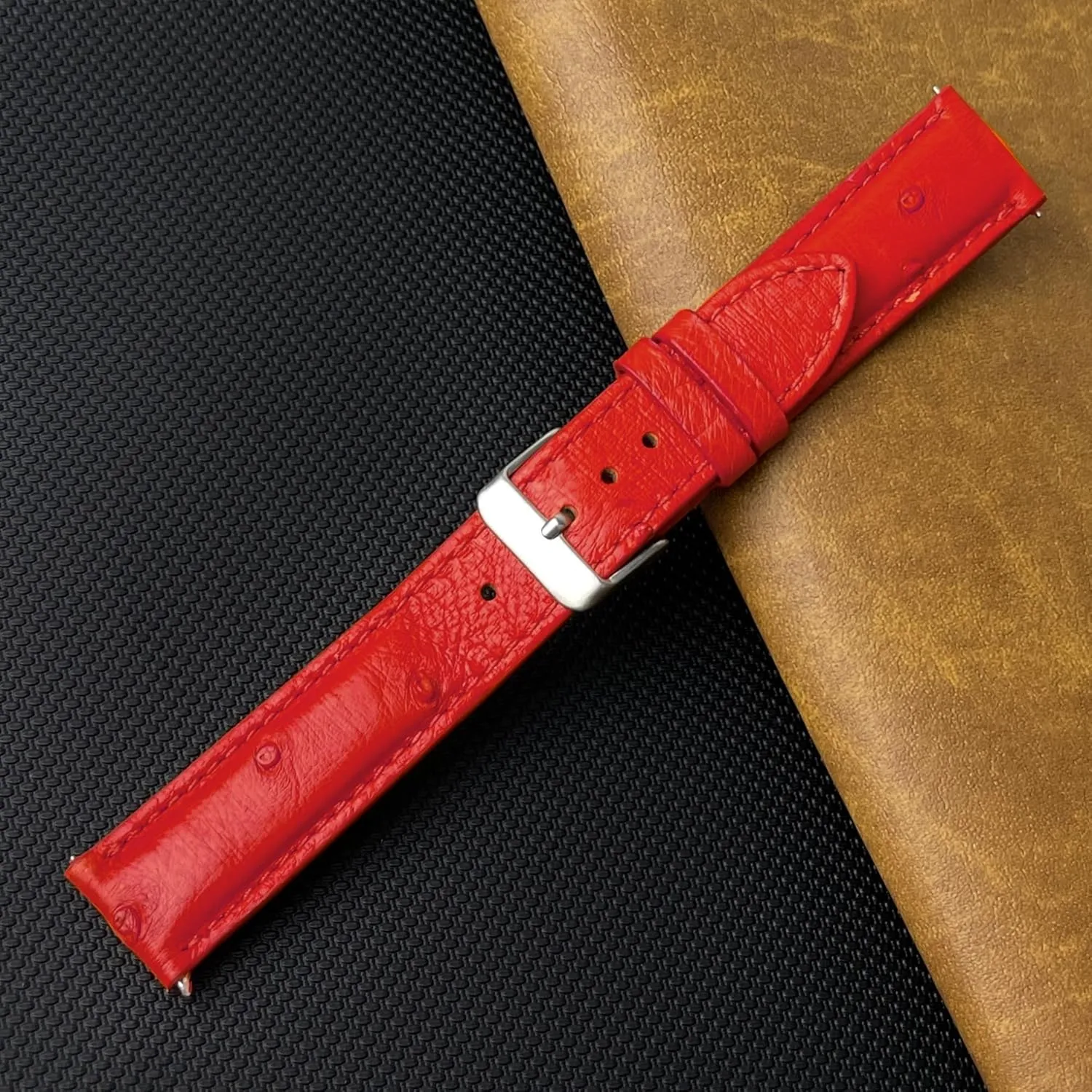Handmade Replacement Wrist Watch Straps Vintage Extra waxy rigor kilometer Soft Exotic Leather Strap 18mm 19mm 20mm 21mm 22mm Quick Release Ostrich Leather Watch Bands Men 