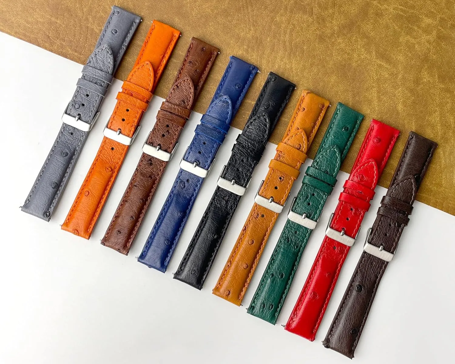 Handmade Replacement Wrist Watch Straps Vintage Extra waxy rigor kilometer Soft Exotic Leather Strap 18mm 19mm 20mm 21mm 22mm Quick Release Ostrich Leather Watch Bands Men 