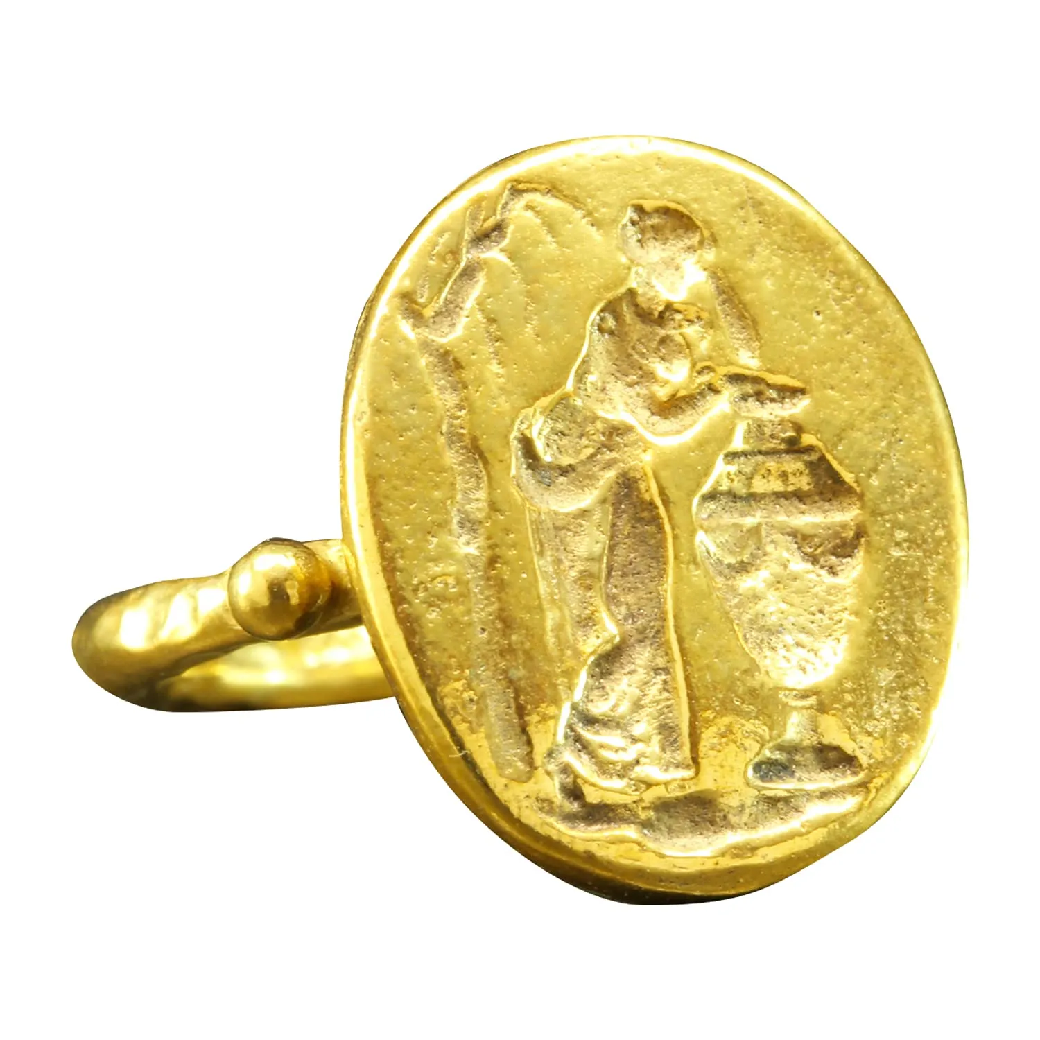 Handmade Rings for Women Hammered Granulated Pinky Ring Turkish Fine Jewelry Caprixus Signet Ring 925 Sterling Silver Ring Ancient Coin Ring 24K mortal unwilling test tessellation Gold Vermeil Designer 