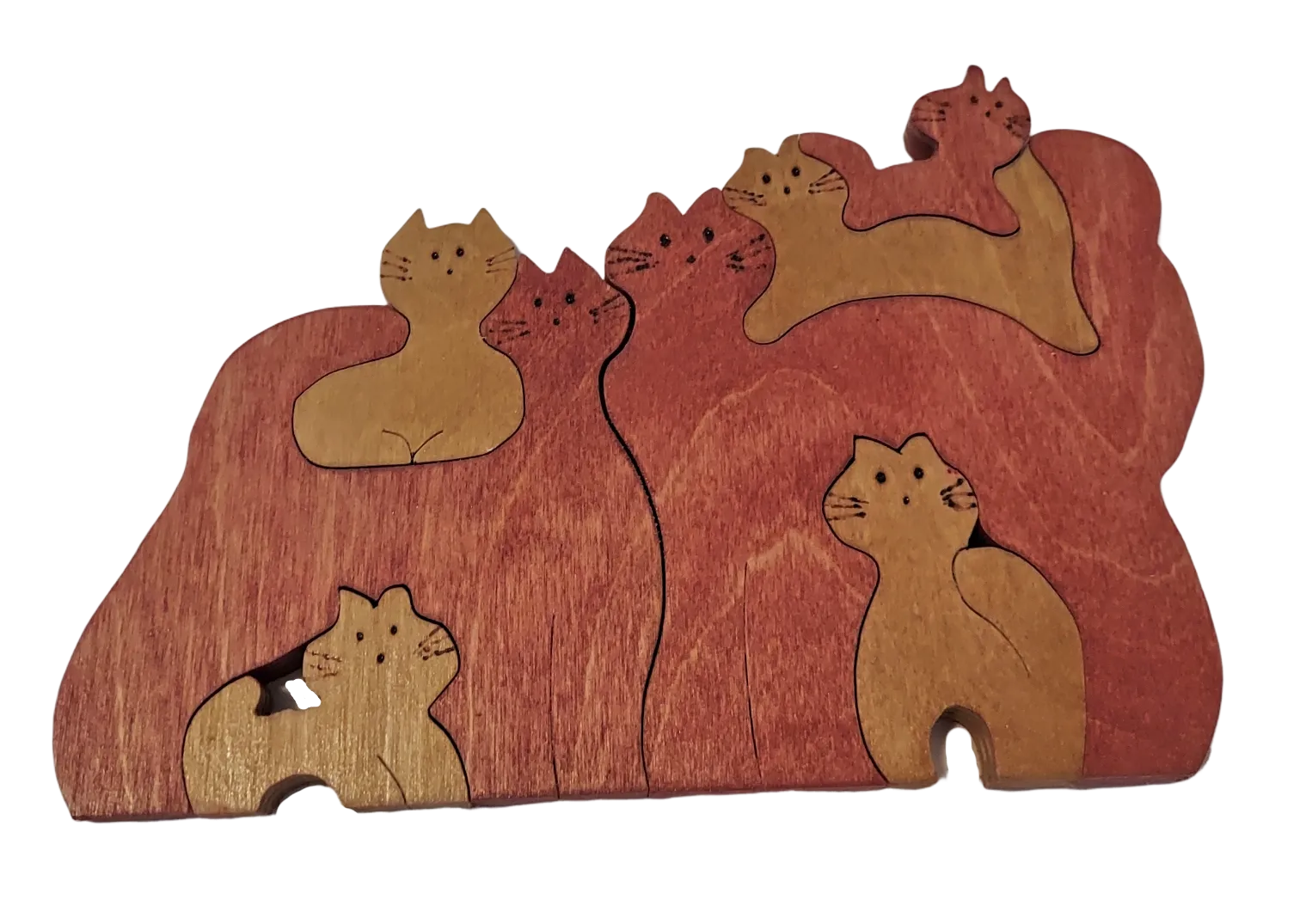 Handmade Wooden Puzzles Featuring Cats