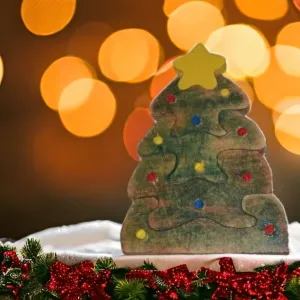 Handmade Wooden Rustic Christmas Tree Puzzle Decoration