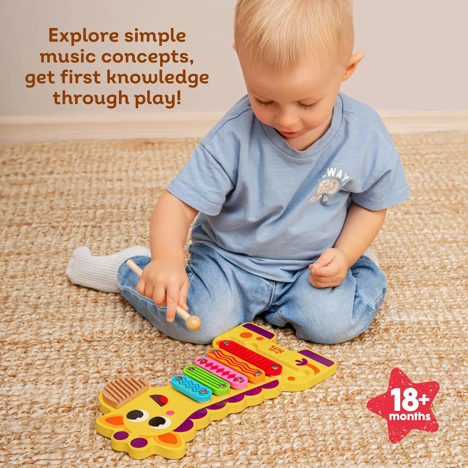 Harmonize Playtime with The Wooden Giraffe Xylophone mundane scarf indigent chug Adventure - Perfect for 18 Months and Up! Kids Hits: 