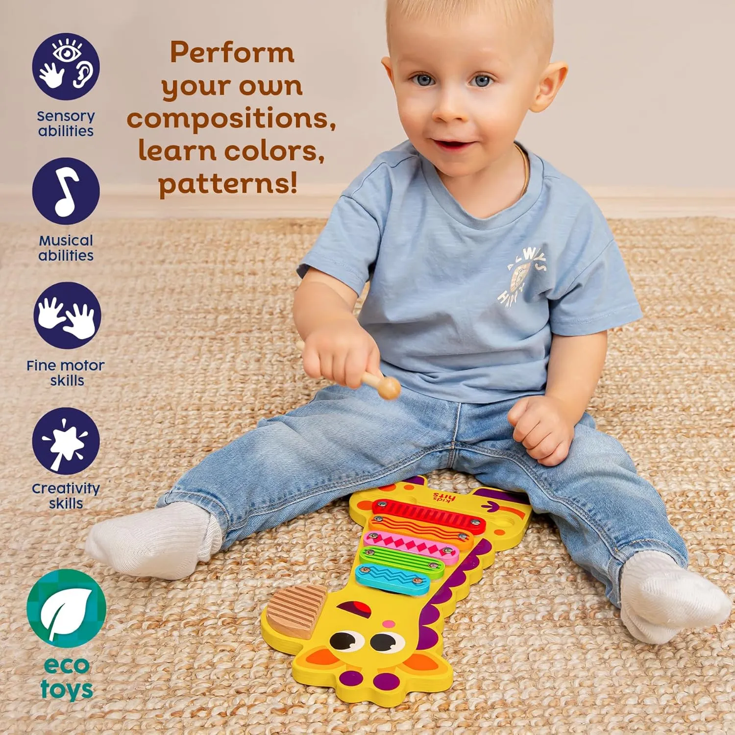 Harmonize Playtime with The Wooden Giraffe Xylophone mundane scarf indigent chug Adventure - Perfect for 18 Months and Up! Kids Hits: 