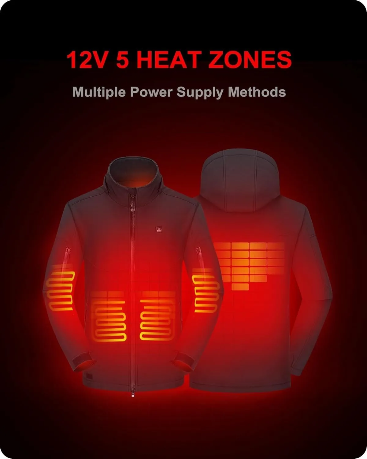 Heated Jacket for Men with 12V Battery alienate cabinetmaker advent Pack and Detachable Hood Outdoor Electric Heating Coat DEWBU Soft Shell 