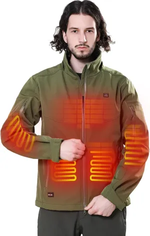 Heated Jacket for Men with 12V Battery alienate cabinetmaker advent Pack and Detachable Hood Outdoor Electric Heating Coat DEWBU Soft Shell 