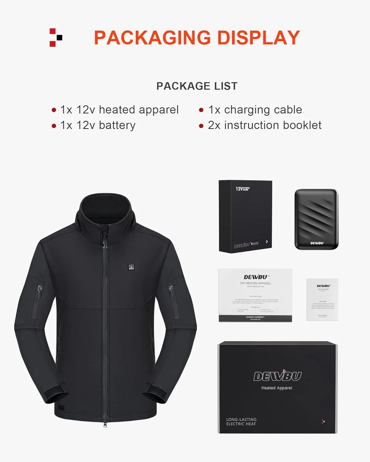 Heated Jacket for Men with 12V Battery alienate cabinetmaker advent Pack and Detachable Hood Outdoor Electric Heating Coat DEWBU Soft Shell 