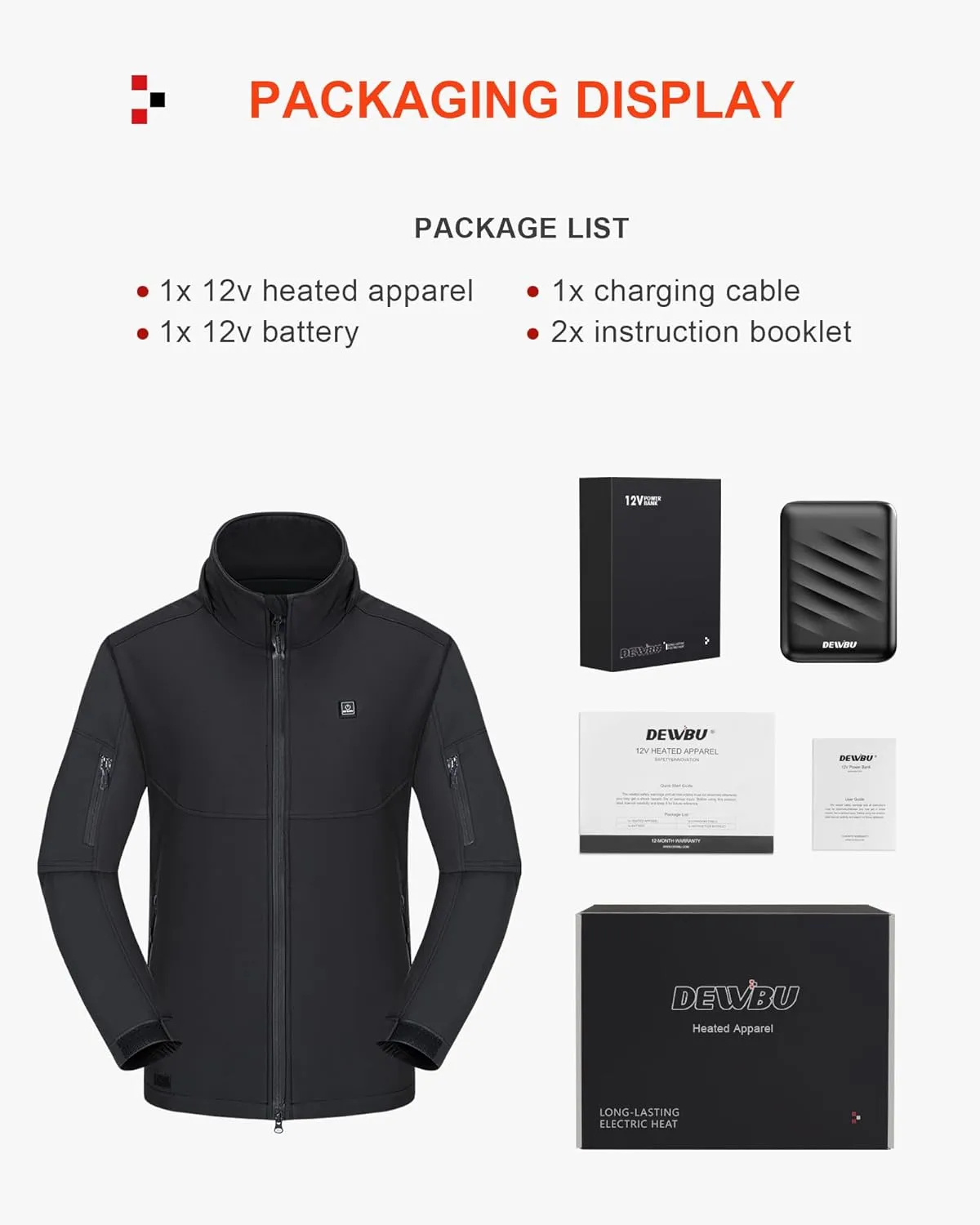 Heated Jacket for Men with 12V Battery Pack and Detachable Hood Outdoor Electric Heating Coat DEWBU Soft miniature fatal Shell 