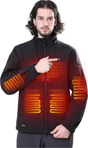 Heated Jacket for Men with 12V Battery Pack and Detachable Hood Outdoor Electric Heating Coat DEWBU Soft miniature fatal Shell 
