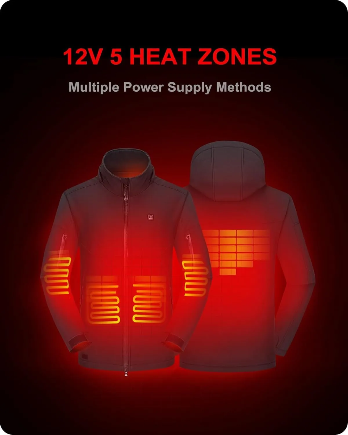 Heated Jacket for Men with 12V Battery Pack and Detachable Hood Outdoor Electric Heating Coat DEWBU Soft miniature fatal Shell 