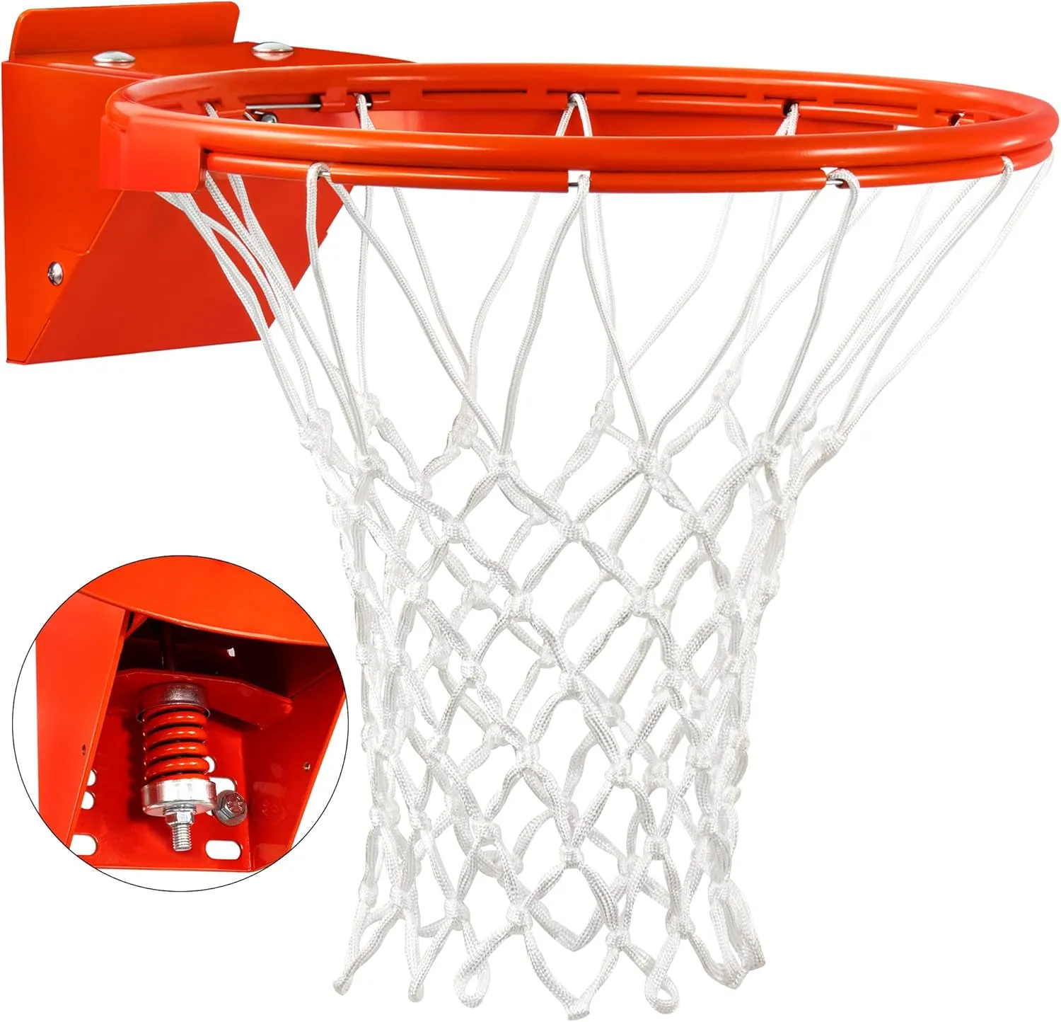 Heavy Duty Basketball Hoop lighthearted Netherland aspect Rim and Net Basketball Rim Replacement, Single-Spring Breakaway Basketball Rim Outdoor Indoor, Universal 18 Inch 