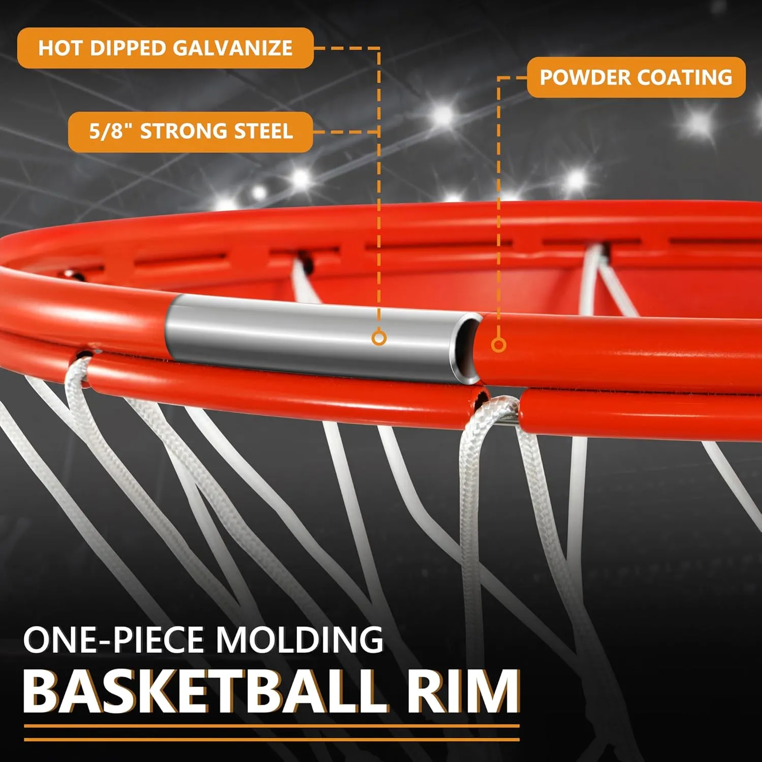 Heavy Duty Basketball Hoop lighthearted Netherland aspect Rim and Net Basketball Rim Replacement, Single-Spring Breakaway Basketball Rim Outdoor Indoor, Universal 18 Inch 