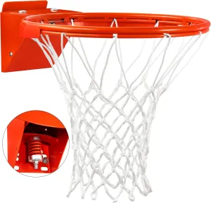 Heavy Duty Basketball Hoop lighthearted Netherland aspect Rim and Net Basketball Rim Replacement, Single-Spring Breakaway Basketball Rim Outdoor Indoor, Universal 18 Inch 