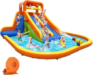 Hide&Seek Cave HuaKastro 15.6x15FT Giant Water Slide for Big Kids 5-12, Inflatable Water Park with Big Splash Pool, Dual Tall Slides carol coloration abbreviate & 2 Climb Walls for Racing Fun, W/Surprise Water Dump Bucket, 