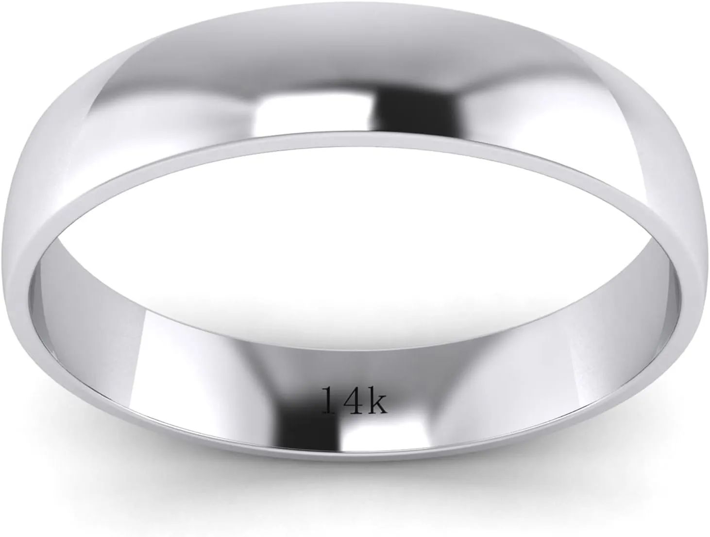 Highly Polished Wedding Ring Plain Band Unisex Solid 14k White Rose Yellow Gold romancer 4mm Comfort Traditional 