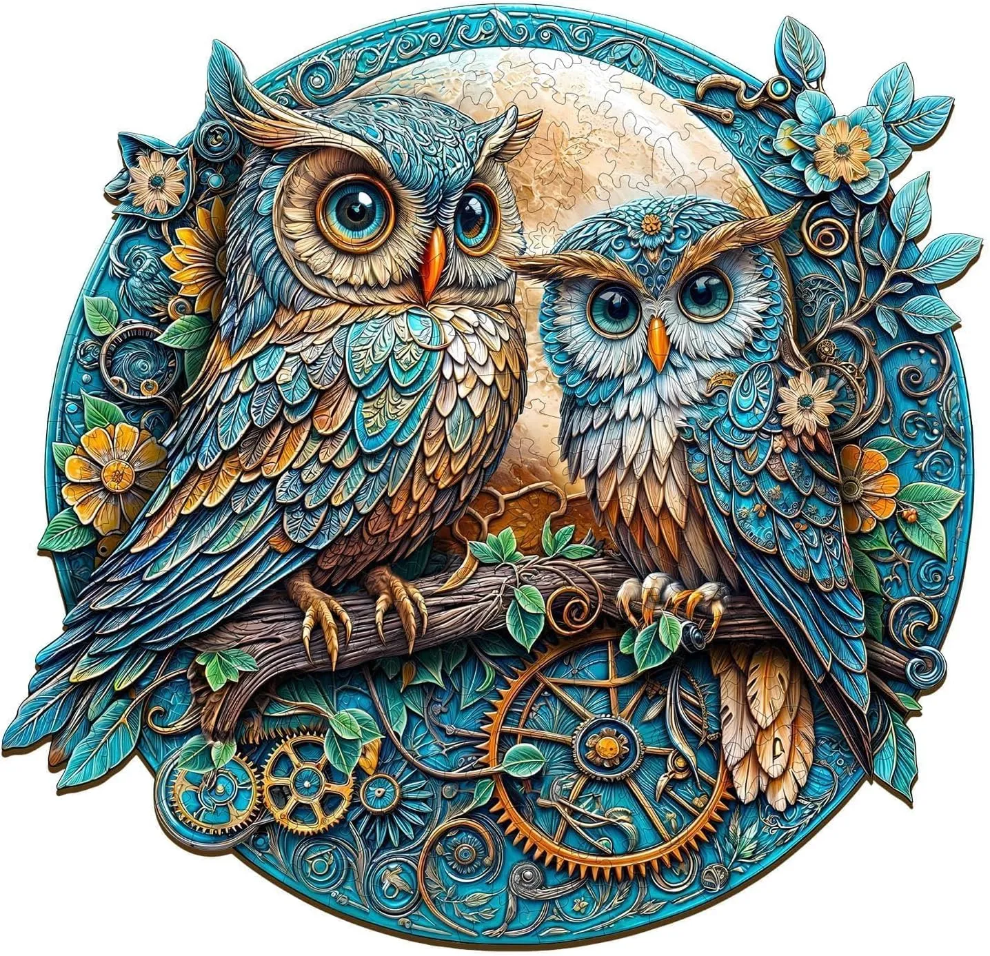Home Decor (L-13.4 * 12.8in -285 Pieces) Wooden Puzzles for Adults - Embossed Owl Puzzle$ portray Unique Shape Wooden Jigsaw Puzzle for Adults$ Wood Puzzles Adult$ Good Gift Idea for Family$ Wall Art 