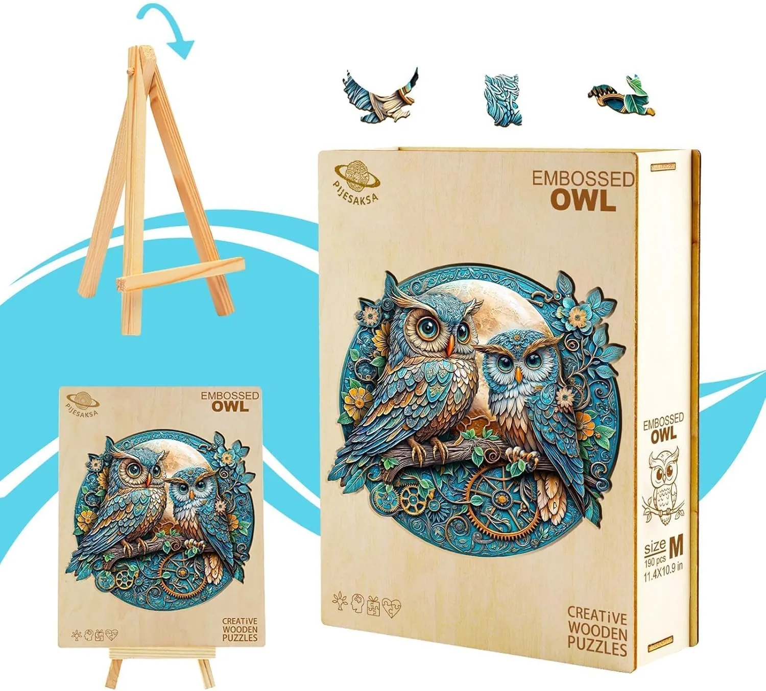 Home Decor (L-13.4 * 12.8in -285 Pieces) Wooden Puzzles for Adults - Embossed Owl Puzzle$ portray Unique Shape Wooden Jigsaw Puzzle for Adults$ Wood Puzzles Adult$ Good Gift Idea for Family$ Wall Art 