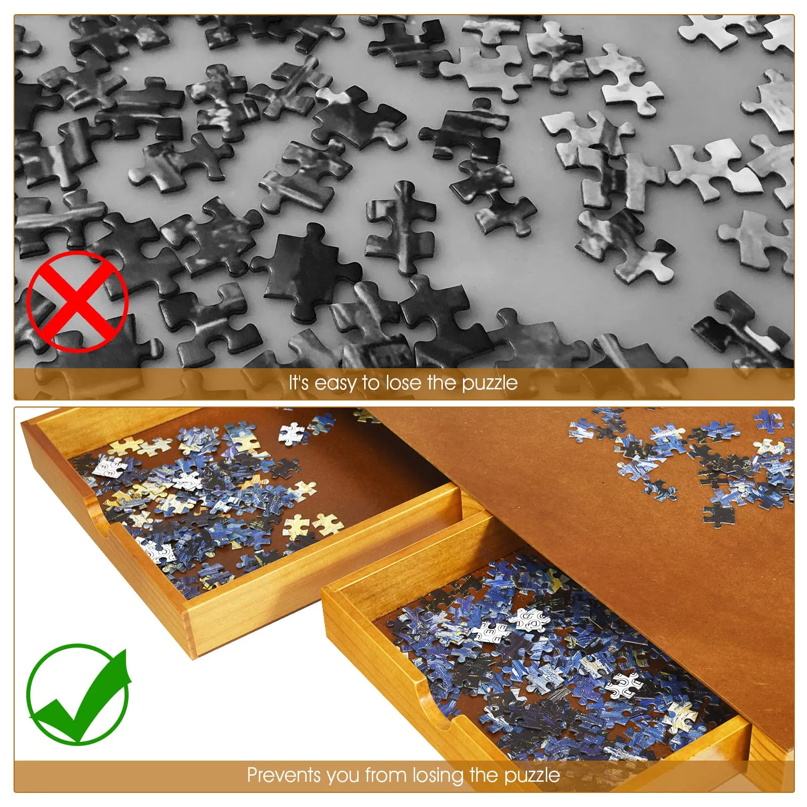 HONEY JOY 1500 PCS Wooden Puzzle Table