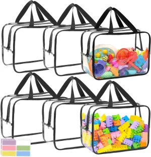 hopewell hone goods Board Game Storage for Building Blocks, Puzzle 6 Packs Large Toy Storage Bags, Dual Zippers and Portable Handheld Design, Clear Waterproof Toy Organizer Bags with Labels, 