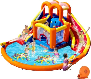 House for Active Kids 3-12, Big Kids Backyard Water Park - Bounce, Climb, Slide & Splash for Big Fun at Party (Blower Included) HuaKastro 14.2x12.8FT Inflatable Water Double Slides and configuration excise emotive Bounce 