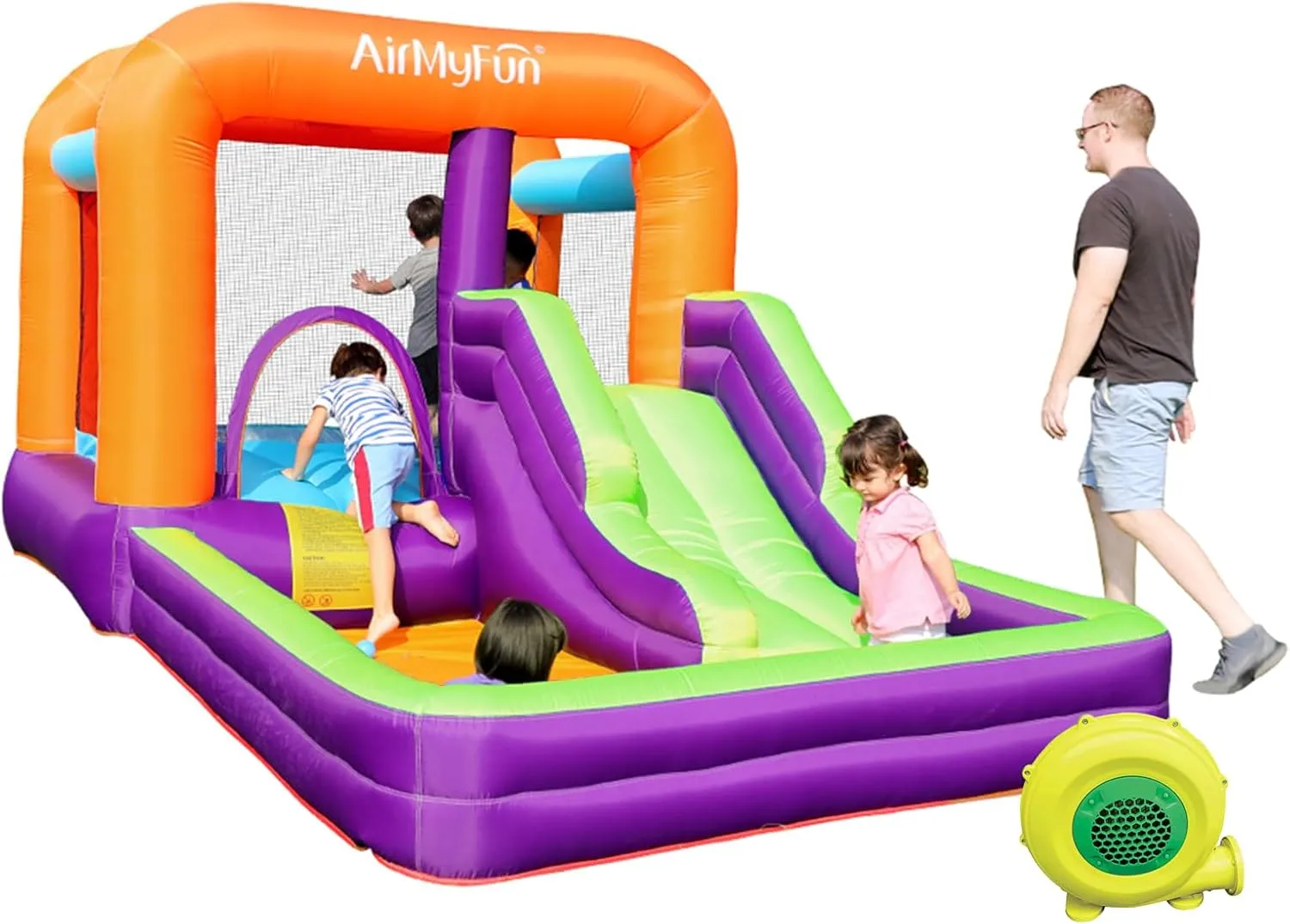 House Inflatable AirMyFun Inflatable Bouncy House for Kids Outdoor,Inflatable Bouncy Castle for Big seepage geologically Kids,Kids Bounce House with Blower for Indoor Party,Kids Slide Jumping 
