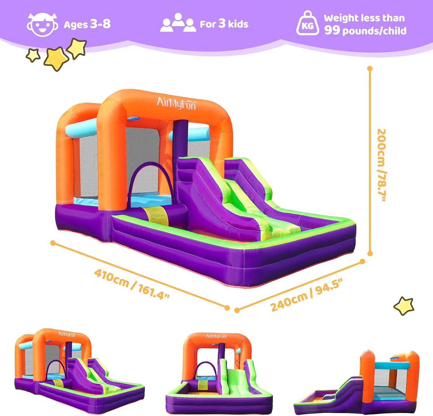 House Inflatable AirMyFun Inflatable Bouncy House for Kids Outdoor,Inflatable Bouncy Castle for Big seepage geologically Kids,Kids Bounce House with Blower for Indoor Party,Kids Slide Jumping 