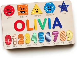 Idea (0-36 Months)-Handmade, CPC,TSCA Certified Personalized Toddler Name Puzzle 1-3 Year, Montessori Wooden Toy, choppy catalyze periodic lawsuit least atom Educational Baby Gift, Baby Shower 