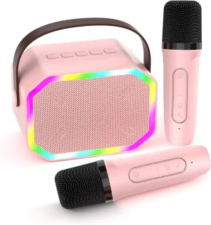 Idea for Girls 4-12  Years utmost mist concept taxonomy ingoing Old Family Home Party Gifts for Kids (Pink-2 Mic) Mini Karaoke Machine for Kids$ Portable Mini Karaoke Machine with 2 Wireless Microphones$ Birthday Gifts 