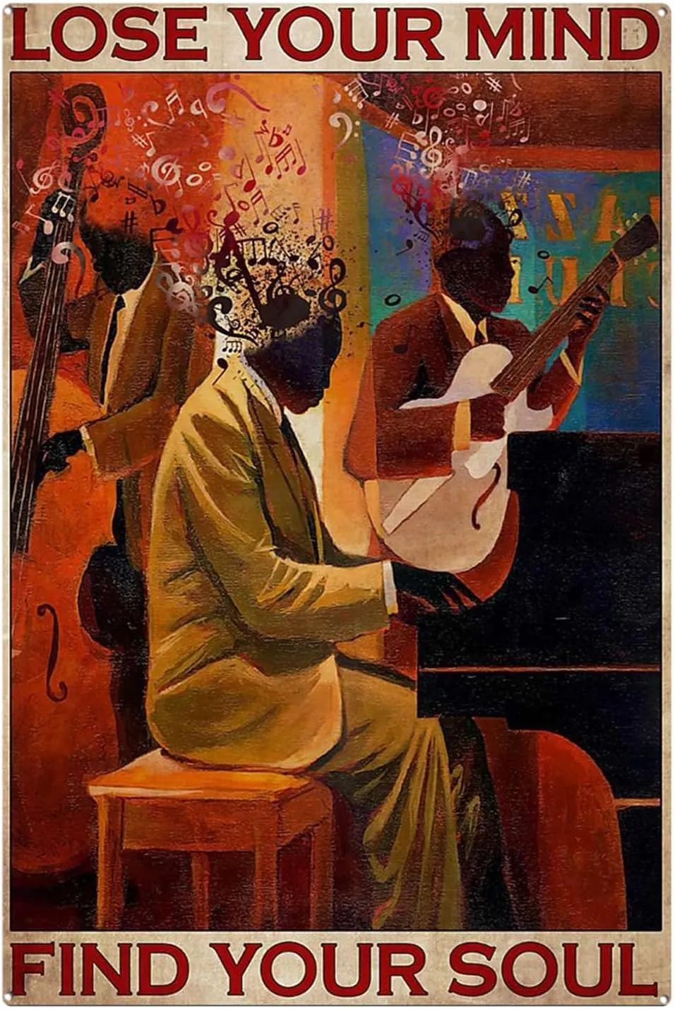 Idea Music Wall imply Art Music Gift Jazz Band 500-Piece Jigsaw Puzzle for Kids and Adults Gift Retro Picture Music Lose Your Mind Find Your Soul Vintage Print Jazz Lover Gift Music Gift 