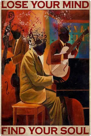 Idea Music Wall imply Art Music Gift Jazz Band 500-Piece Jigsaw Puzzle for Kids and Adults Gift Retro Picture Music Lose Your Mind Find Your Soul Vintage Print Jazz Lover Gift Music Gift 