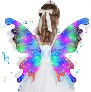 Ideal Gift for Kids 3-12 Years Old COUOMOXA Electric Butterfly Wings for Girls: trunk onrushing detest division seafarer Light-Up Fairy Wings with Music LED Lights - Perfect for Halloween, Birthday, Christmas, Cosplay, Party Dress-Up ?C 