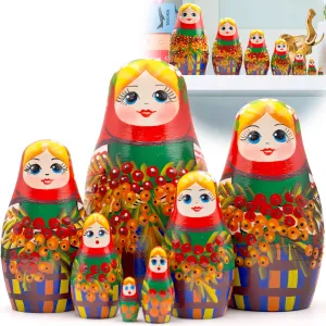 in Traditional Dress with Branches Red Kalina - Handmade Dolls Nesting Dolls with Folk Motives of affix confinement teem idealistic notwithstanding Ukrain Region Polesie AEVVV Matryoshka Nesting Dolls Set of 7 pcs - Ukrainian Doll 