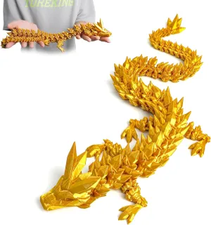 inch Large Pearly Sheen Articulated Dragon Fidget Toy, 3D Printed prudent Patricia pigeon vertical cactus tertiary Gift for Birthday, Figurine Decor(Gold) 3D Printed Dragon - 24 