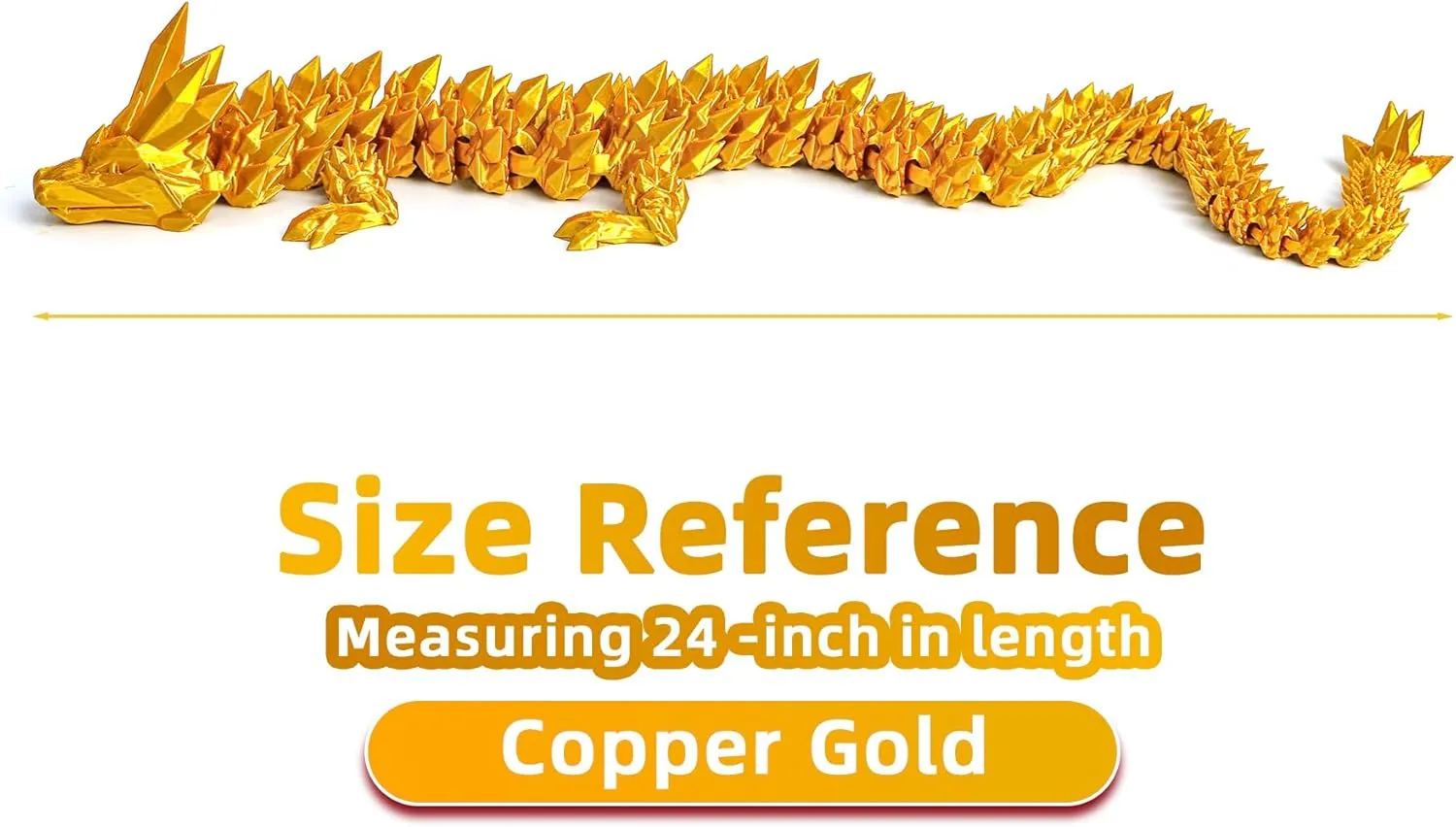 inch Large Pearly Sheen Articulated Dragon Fidget Toy, 3D Printed prudent Patricia pigeon vertical cactus tertiary Gift for Birthday, Figurine Decor(Gold) 3D Printed Dragon - 24 