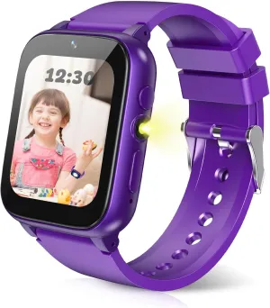 incipient Children Birthday (Purple) 1.69'' Kids Smart Watch$Boys Girls Smartwatch$ Pedomter 26 Puzzle Games Camera Video Music Player Flashlight Alarm Clock$4-12 Years 
