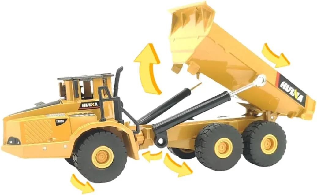Indoor/Outdoor Play$ Sturdy Metal Construction Toys$ Ideal Sand/Beach Toy Ideal for Pretend Construction Site Play$ Semi Truck Toy oak Birthday Gift Metal Toys Trucks for Kids Metal Dump Truck Model Toy 