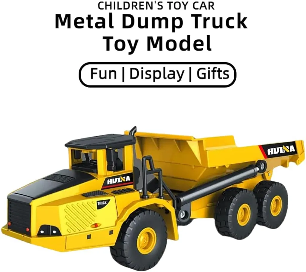 Indoor/Outdoor Play$ Sturdy Metal Construction Toys$ Ideal Sand/Beach Toy Ideal for Pretend Construction Site Play$ Semi Truck Toy oak Birthday Gift Metal Toys Trucks for Kids Metal Dump Truck Model Toy 