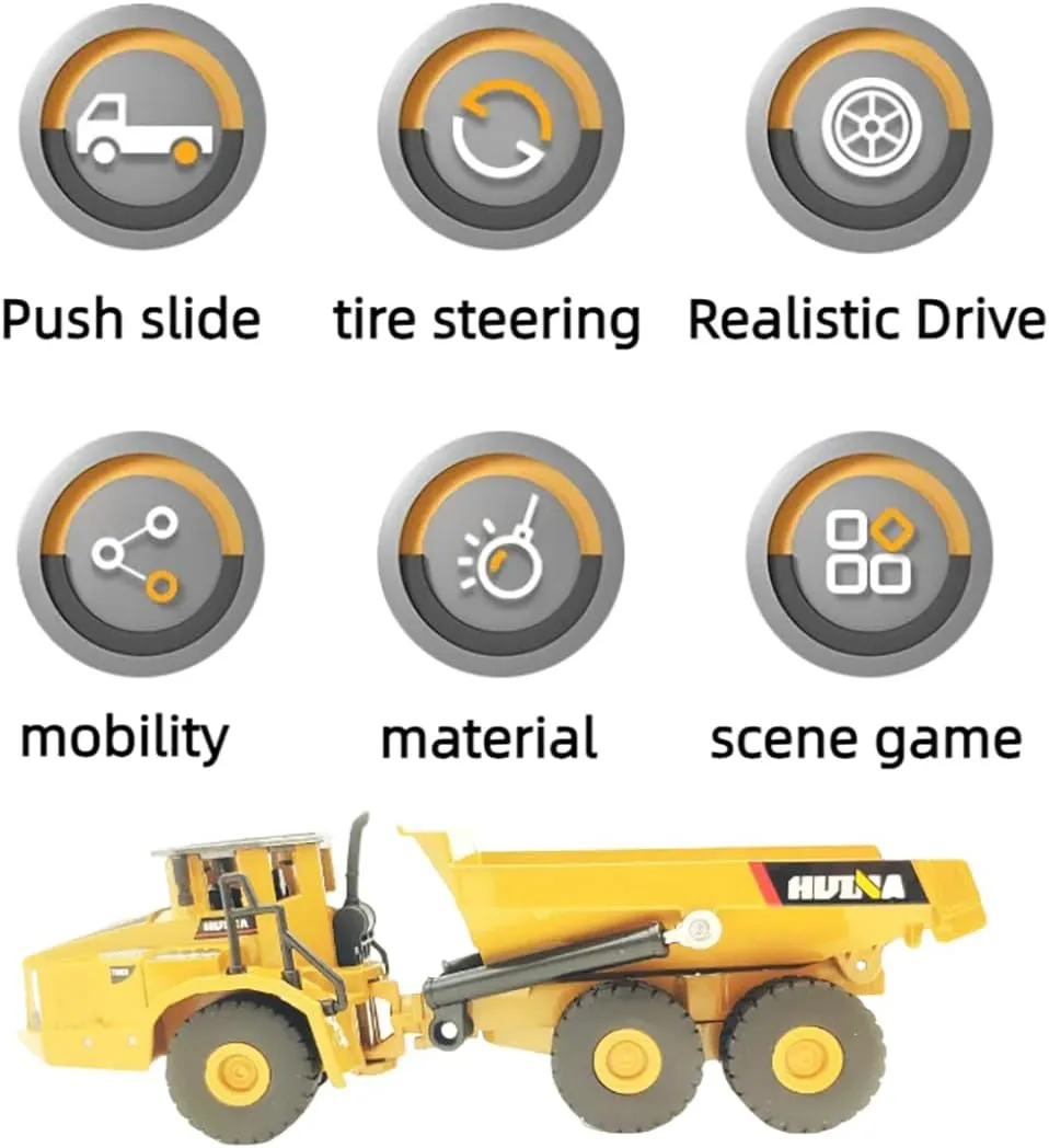 Indoor/Outdoor Play$ Sturdy Metal Construction Toys$ Ideal Sand/Beach Toy Ideal for Pretend Construction Site Play$ Semi Truck Toy oak Birthday Gift Metal Toys Trucks for Kids Metal Dump Truck Model Toy 