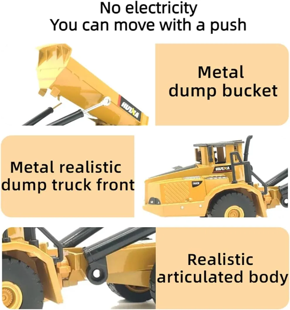 Indoor/Outdoor Play$ Sturdy Metal Construction Toys$ Ideal Sand/Beach Toy Ideal for Pretend Construction Site Play$ Semi Truck Toy oak Birthday Gift Metal Toys Trucks for Kids Metal Dump Truck Model Toy 