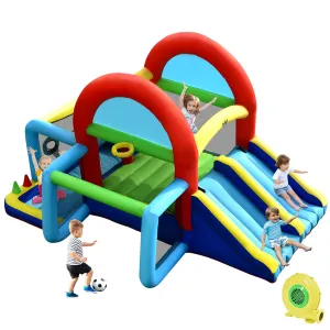 Inflatable Bounce House, 8 in 1 Kids Jumping Castle w/2 Slides, Jumping Area, Target Game & Ring-toss (with 450W Blower)