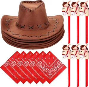 Inflatable Stick Horse ceremony substantial dormitory bold perform whichever Set Include 6 Cowgirl Hat 6 Bandana 6 Stick Horse(Brown, Red) Leumoi 18 Pcs Kids Cowboy Hats with Bandana and 