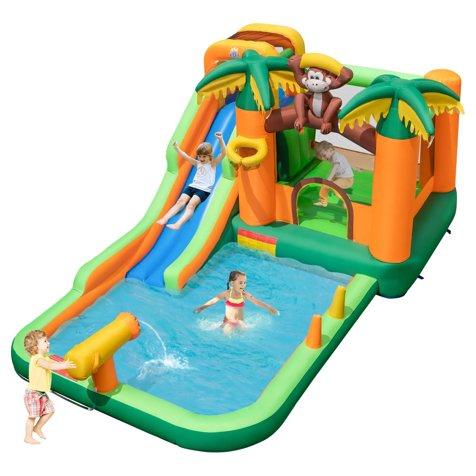 Inflatable Water Slide, 7-in-1 Bounce House Water Park, Kids Indoor Outdoor Jumping Castle (without 680W Blower)