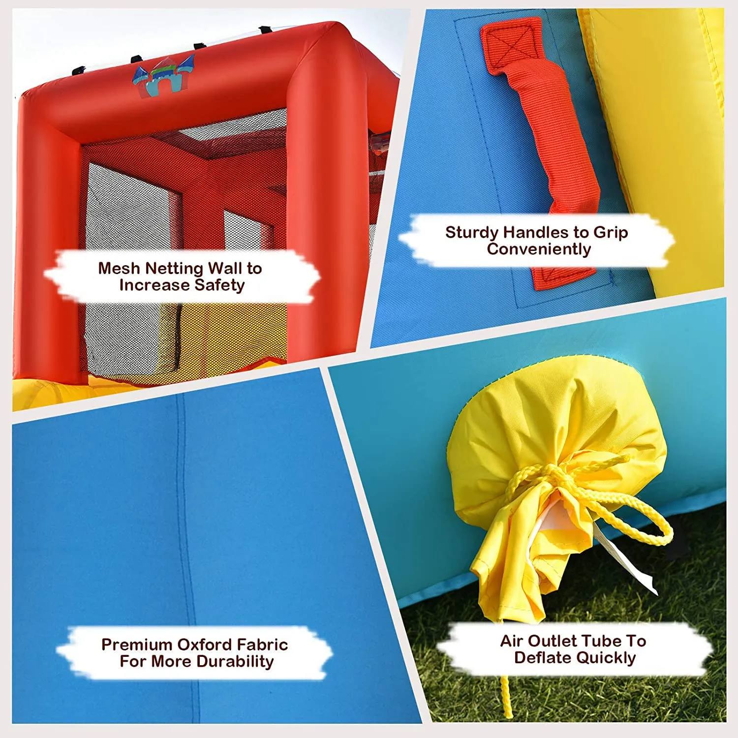 Inflatable Water Slide, 7-in-1 Double Long Slide Inflatable Water Park w/Climbing Wall (with 750W Blower)