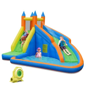 Inflatable Water Slide Bouncer, Children Wet & Dry Bounce House with Climbing Wall (with 450W Blower)