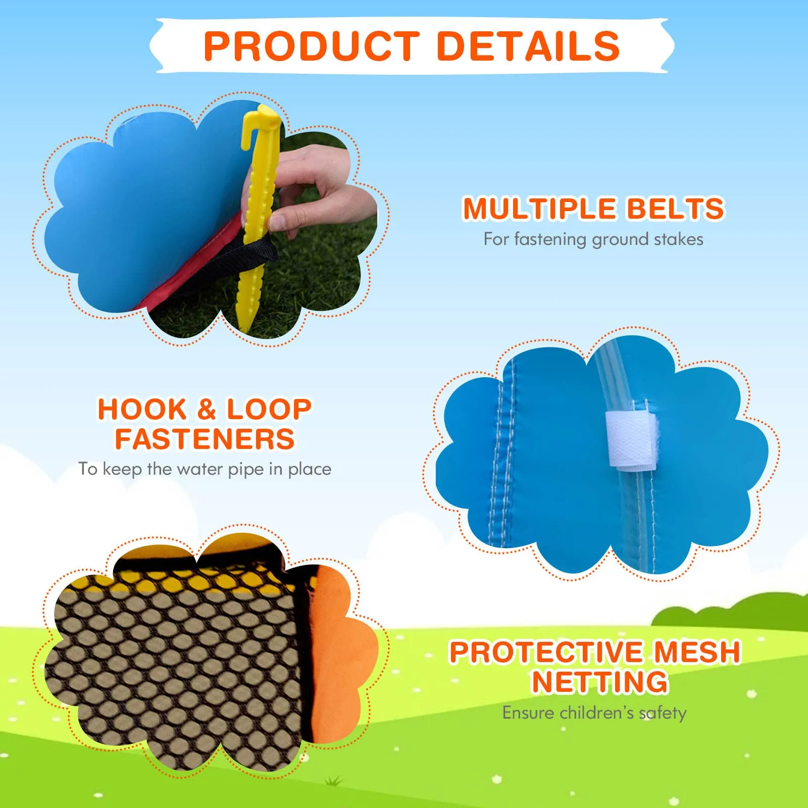 Inflatable Water Slide Bouncer, Children Wet & Dry Bounce House with Climbing Wall (with 450W Blower)